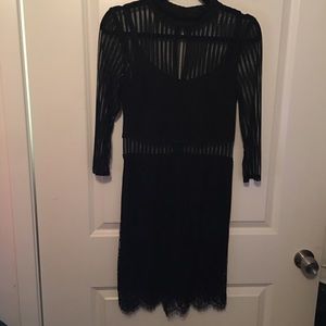 Sexy black stripe dress